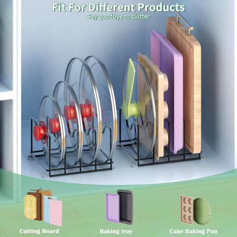 PLUVON space-saving kitchen rack for upright lid and board storage