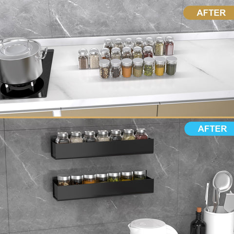 PMMASTO dual-pack transparent spice shelf for visibility and organization