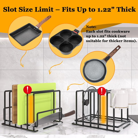 PMYEK 2-pack pot lid holder 5-slot storing lids securely for quick reach.