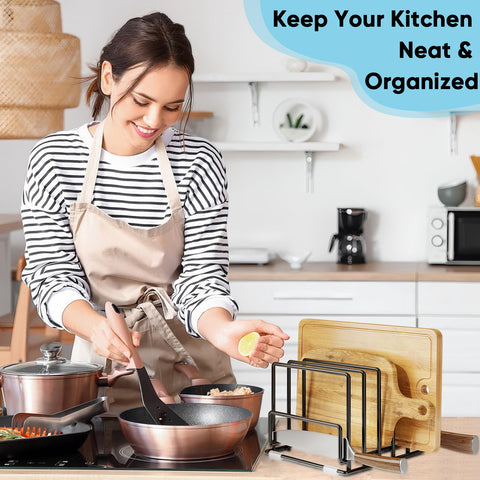 PMYEK pot lid holder keeps lids upright and easy to reach