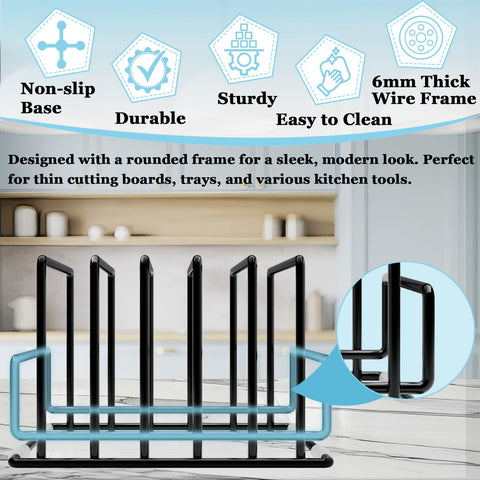PMYEK vertical pan rack saves space by keeping items upright