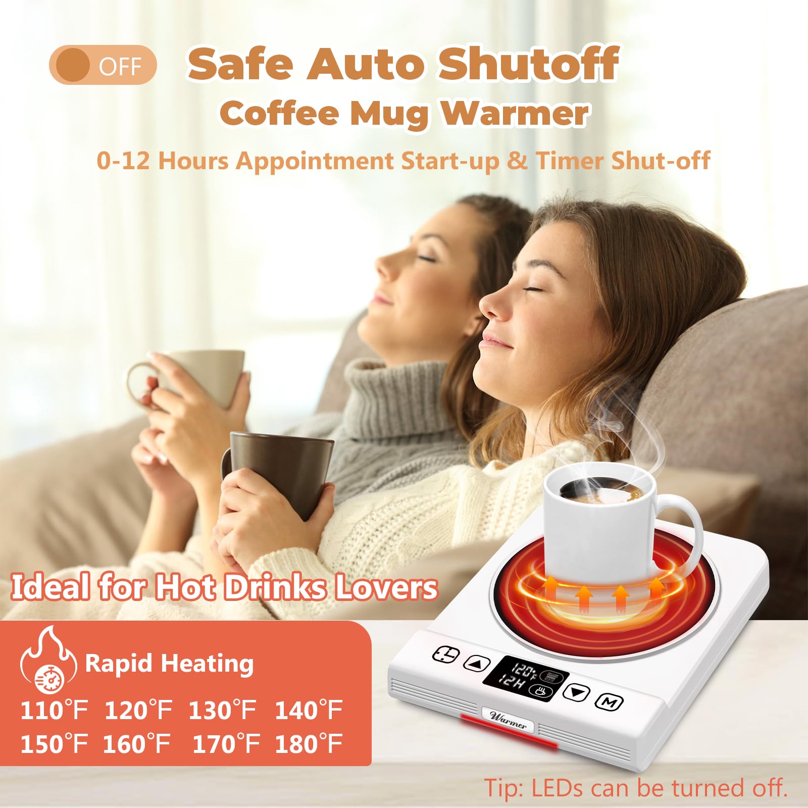 Poatwz large heating zone fits jars and cups for versatility.