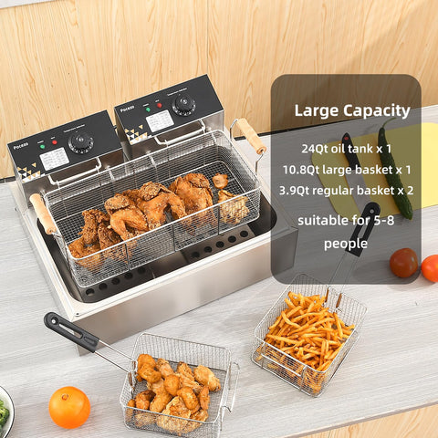 Pocezo deep fryer lid with splash guard to reduce oil splatters during cooking.
