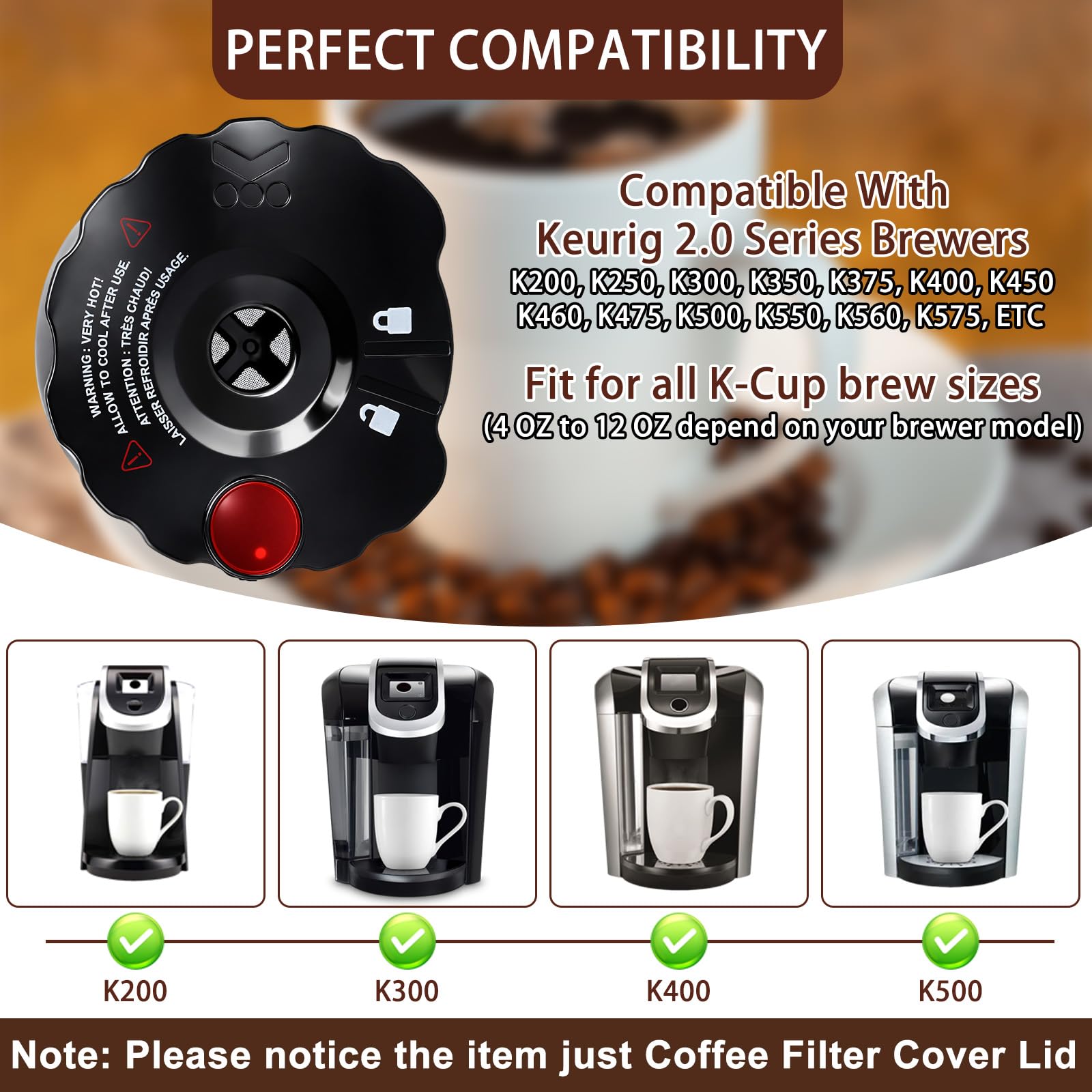 Podoy coffee filter cover lid close-up of durable material for long-lasting use.