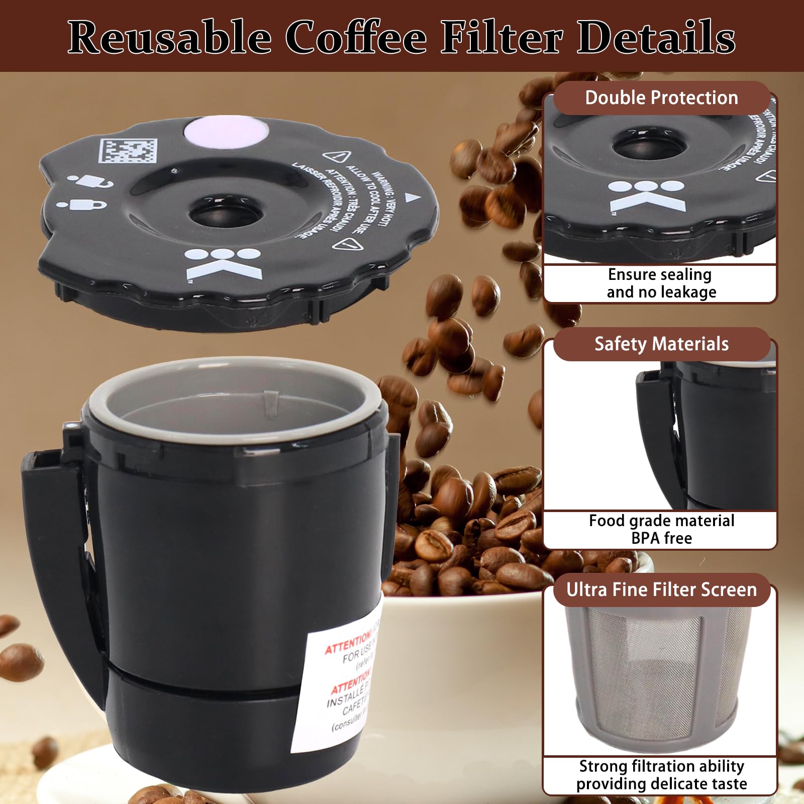 Podoy K250 reusable filter fits Keurig My K-Cup 2.0 and 1.0