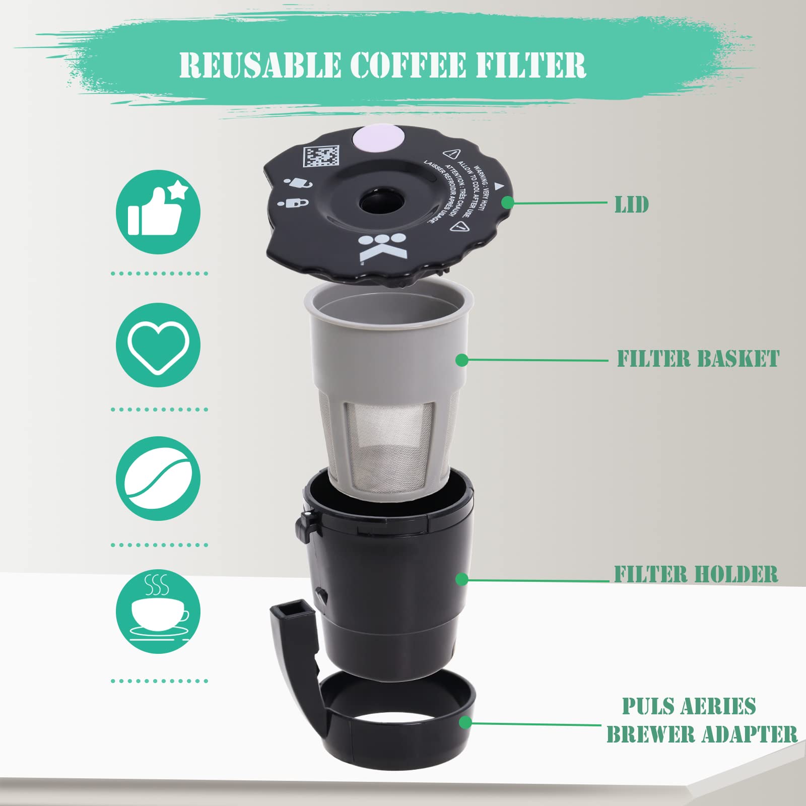Podoy two-pack filters provide convenient replacements for daily coffee.