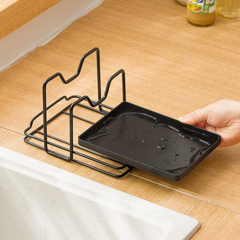 Poeland utensil rack holds spoons and spatulas neatly for quick access.