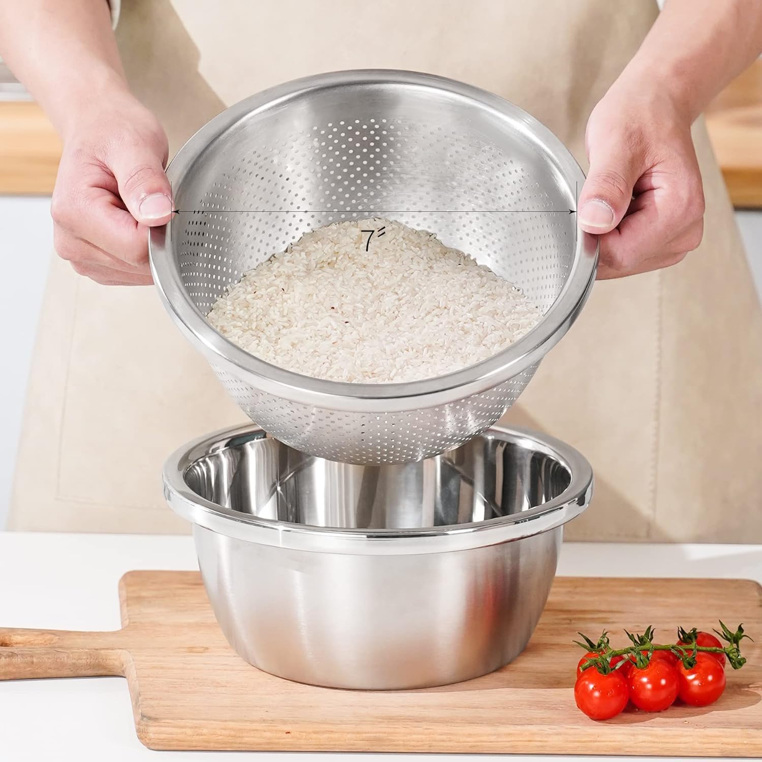 POPGRADE induction-compatible stainless steel bowl for versatile kitchen tasks
