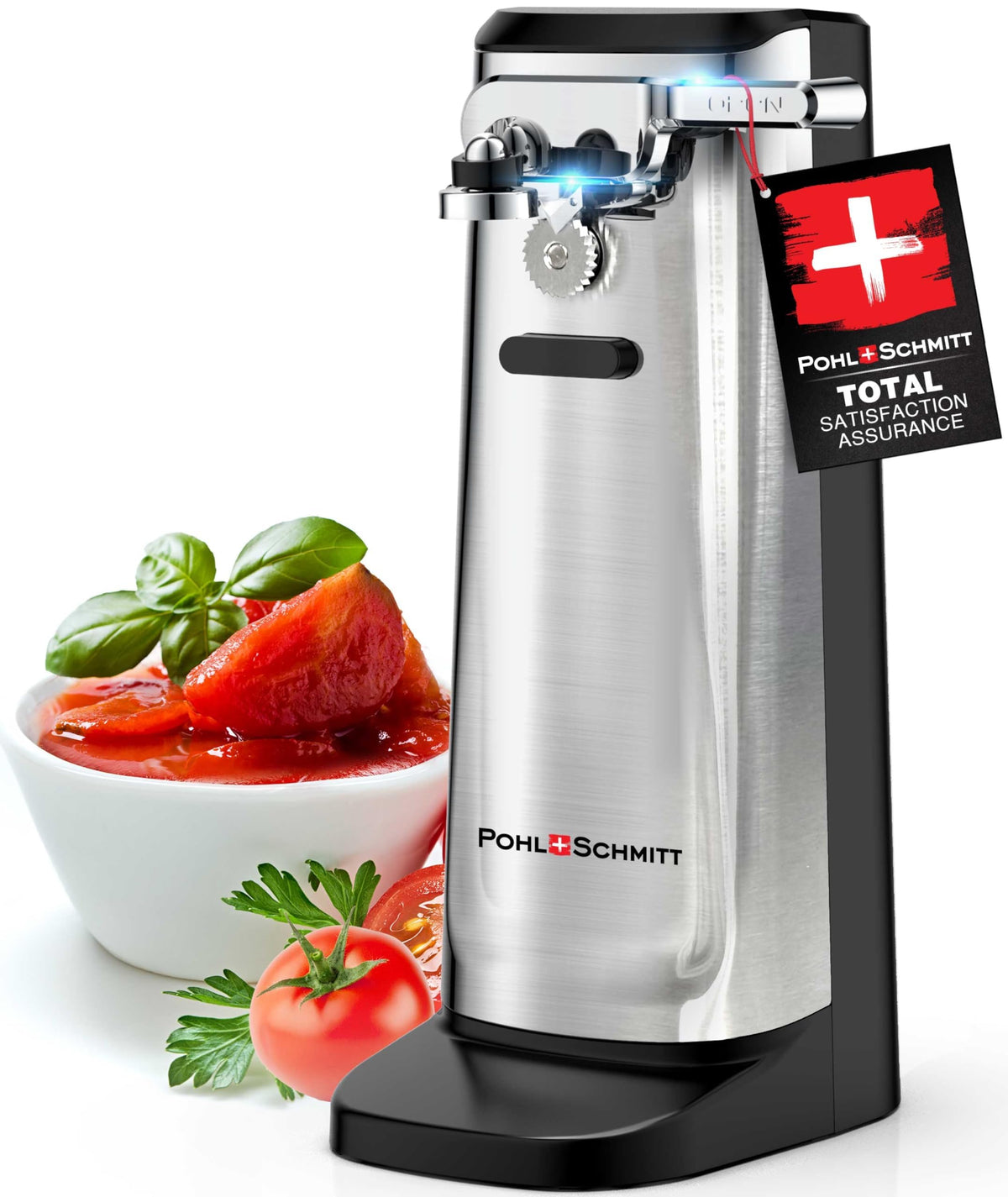POHL SCHMITT electric can opener base shows sturdy construction for daily use.
