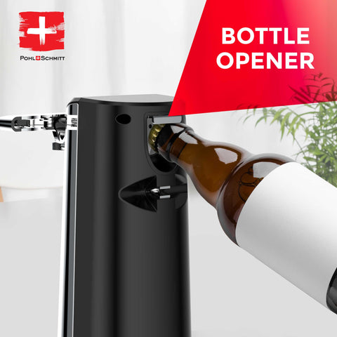 POHL SCHMITT electric can opener cord-storage keeps counters tidy.