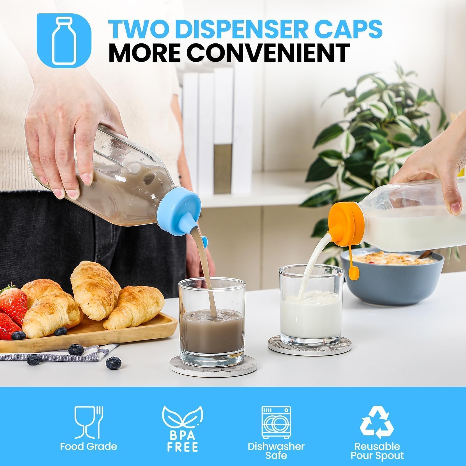 POIKSHARK dispenser caps provide airtight seals for controlled pours.