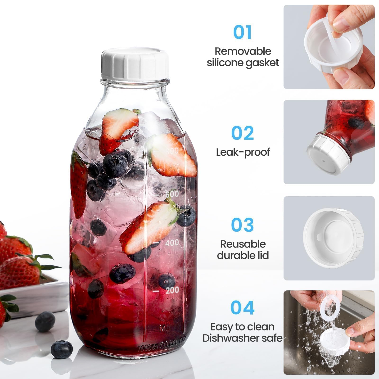 POIKSHARK fridge-friendly bottles fit doors and compact shelves for easy storage.