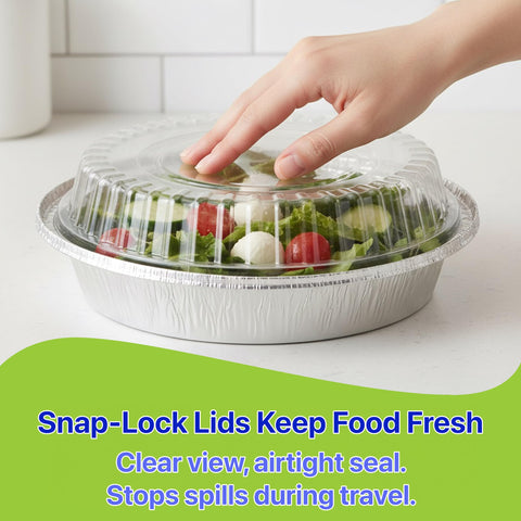 Pokanic durable foil pan resists bending for steady transport and stacking.