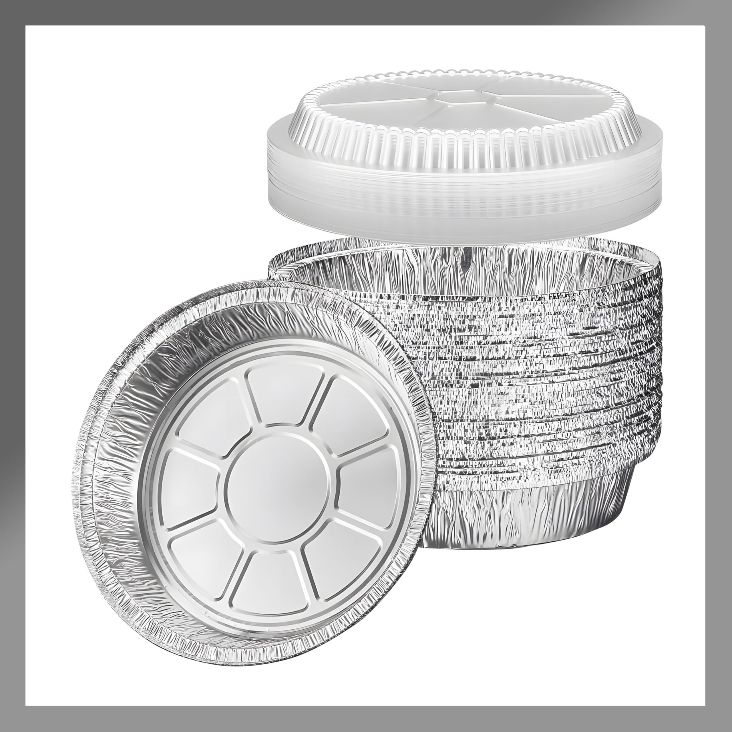 Pokanic 8-inch round foil pan with clear dome lid for visible contents