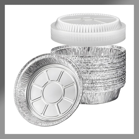 Pokanic 8-inch round foil pan with clear dome lid for visible contents