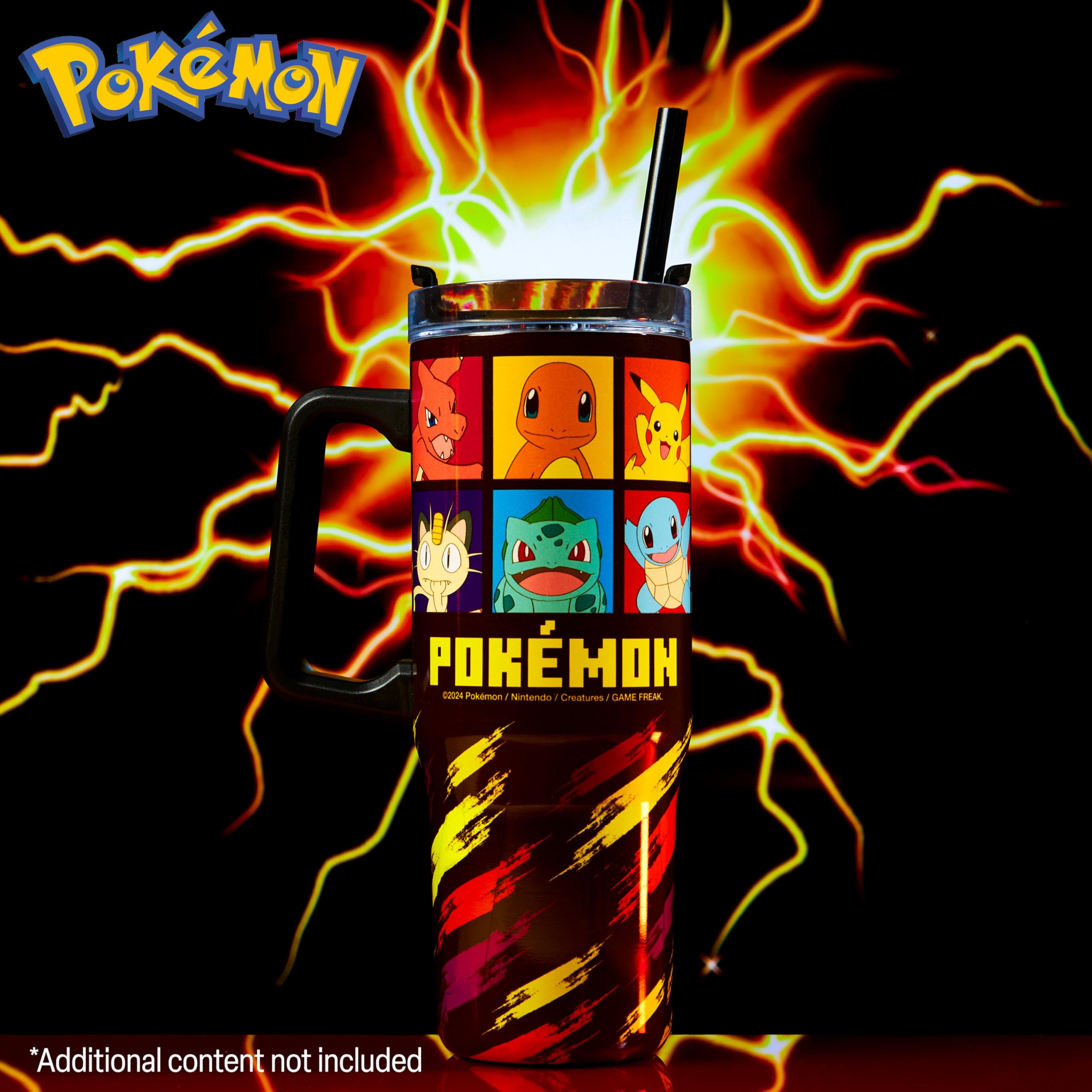 Pokemon tumbler with handle and straw for easy sipping on adventures