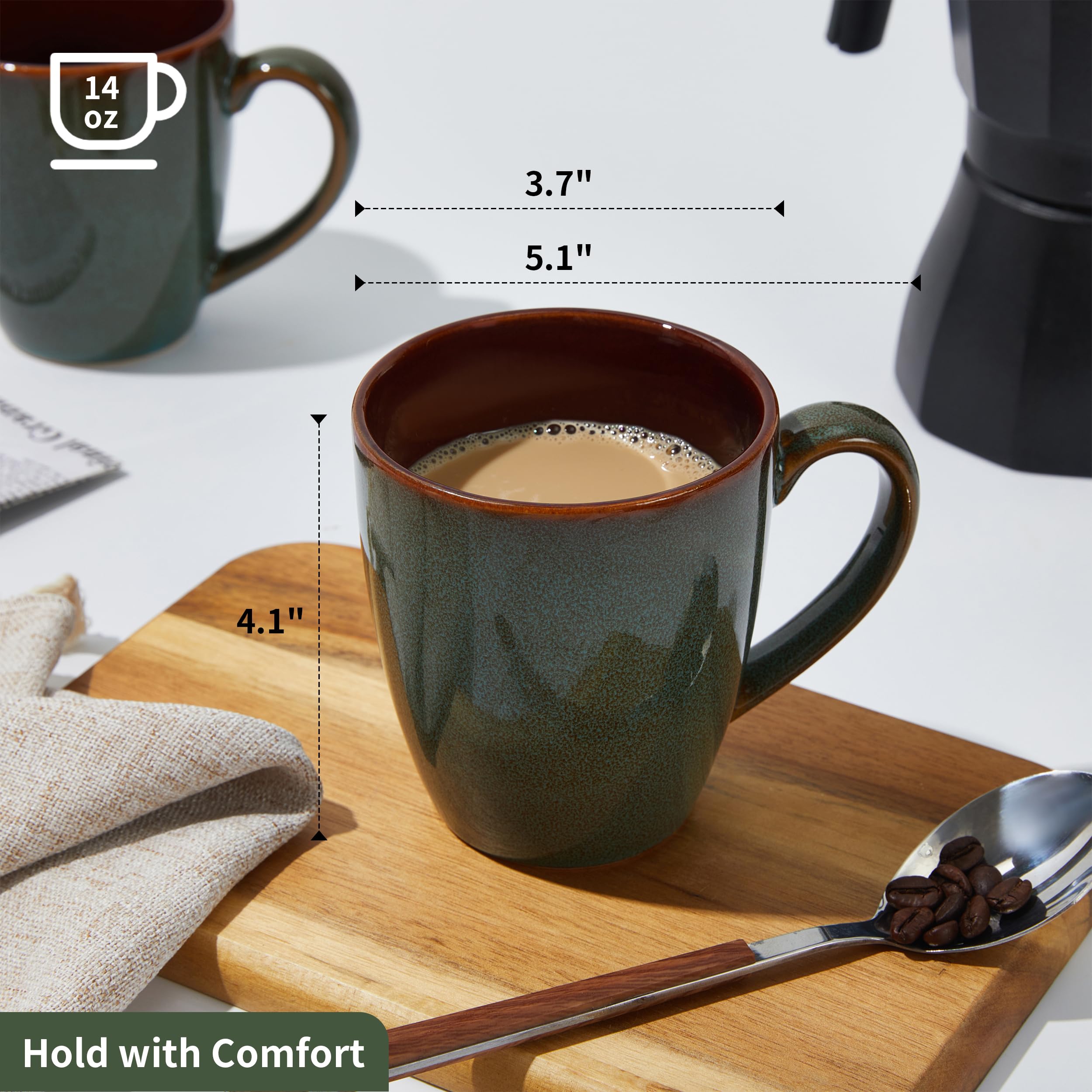 Pokini mug with ergonomic handle for a comfortable grip during use.