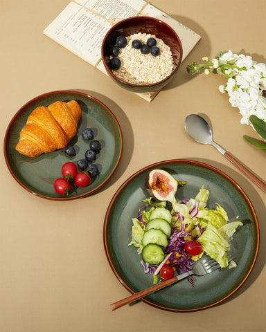 Pokini gift-ready sage green dinnerware set for entertaining