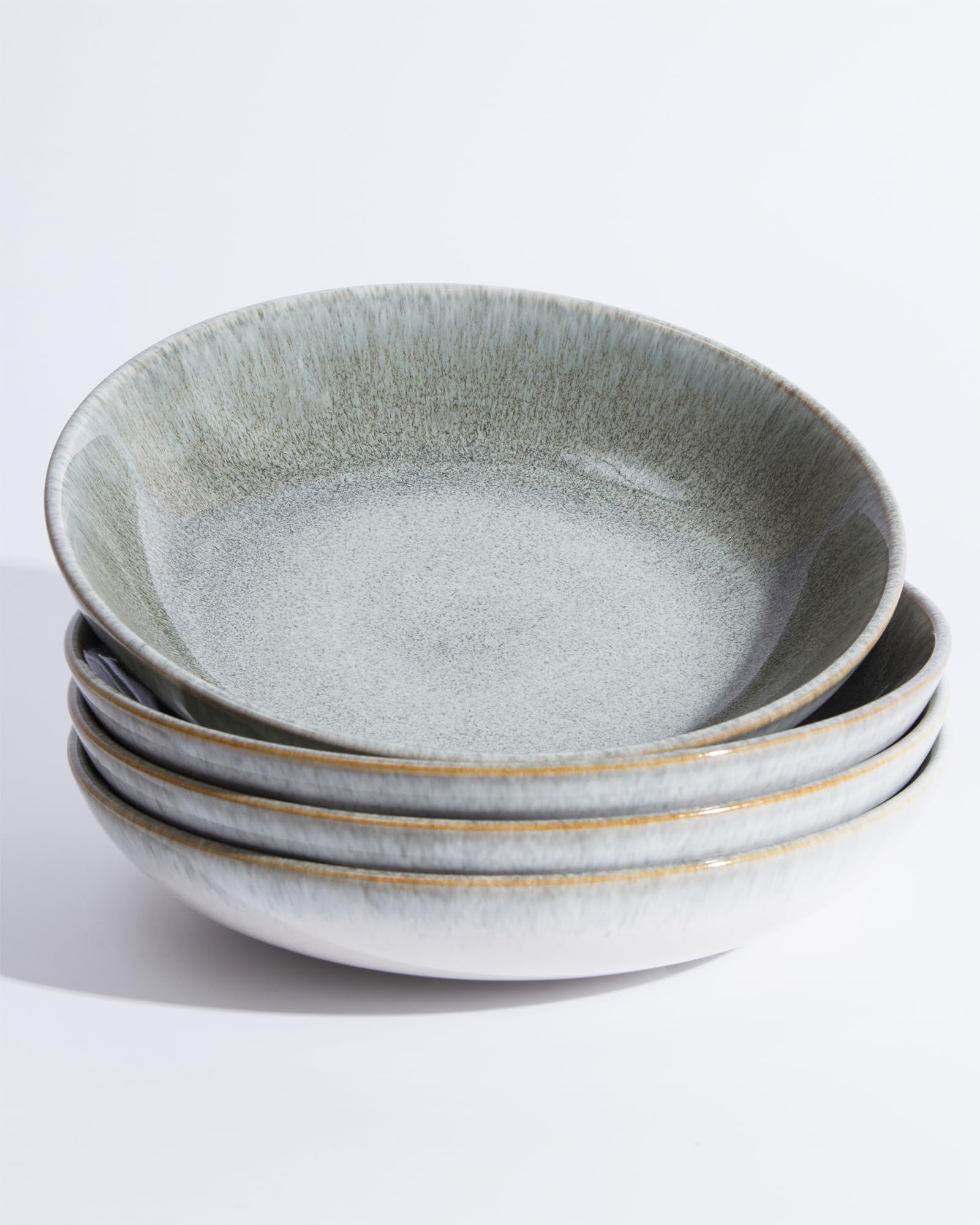 Pokini pasta bowls front view in gradient green, ideal for family meals.