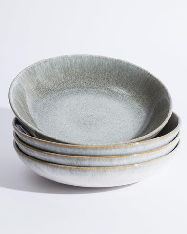 Pokini pasta bowls front view in gradient green, ideal for family meals.