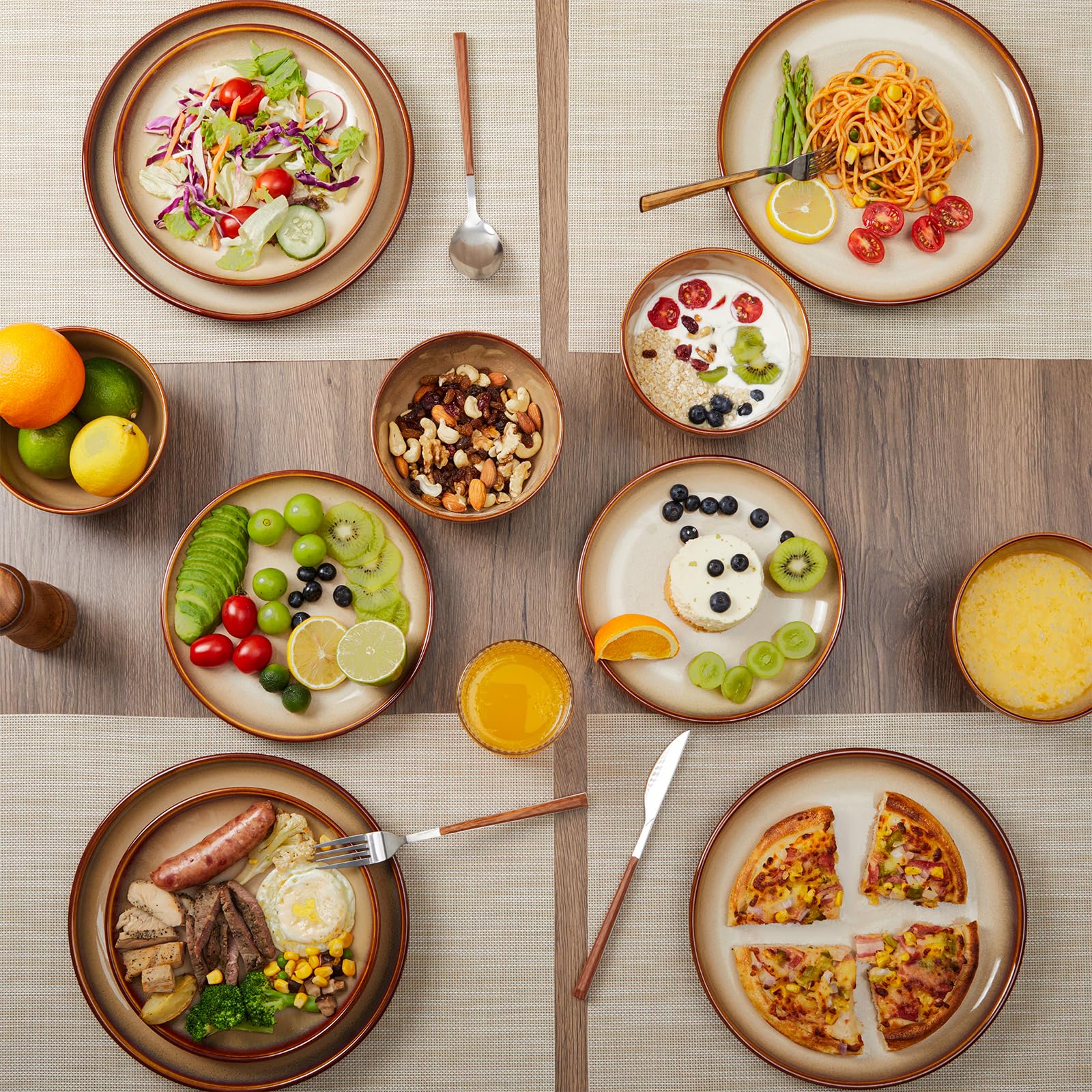 Pokini reactive glaze colors provide a dreamy gradient for a stylish table setting.