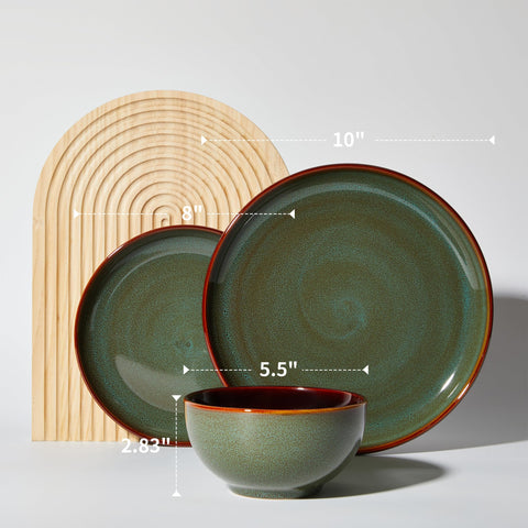 Pokini sage green salad plates close-up showing glaze details