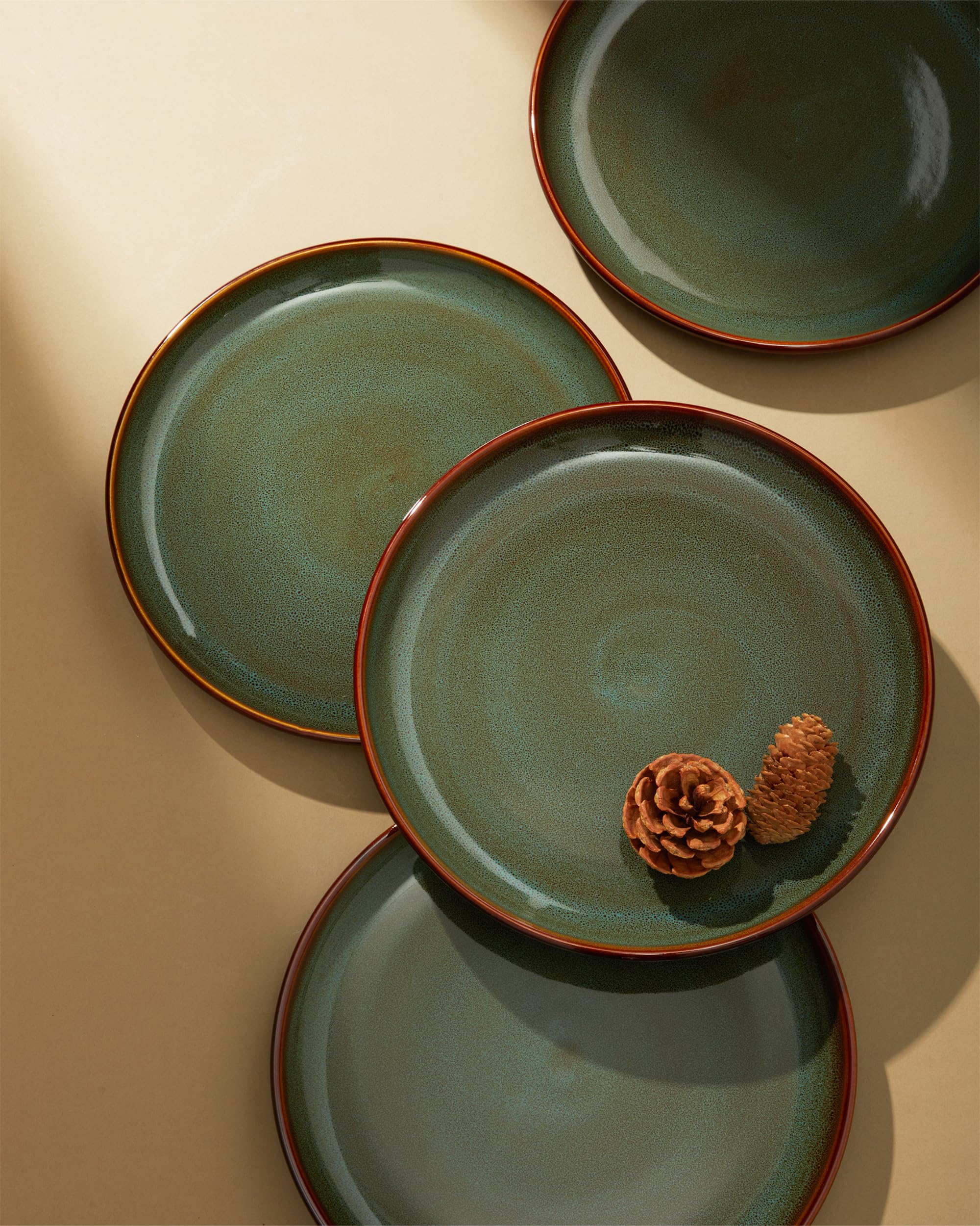 Pokini stackable dinnerware neatly stored in a cabinet