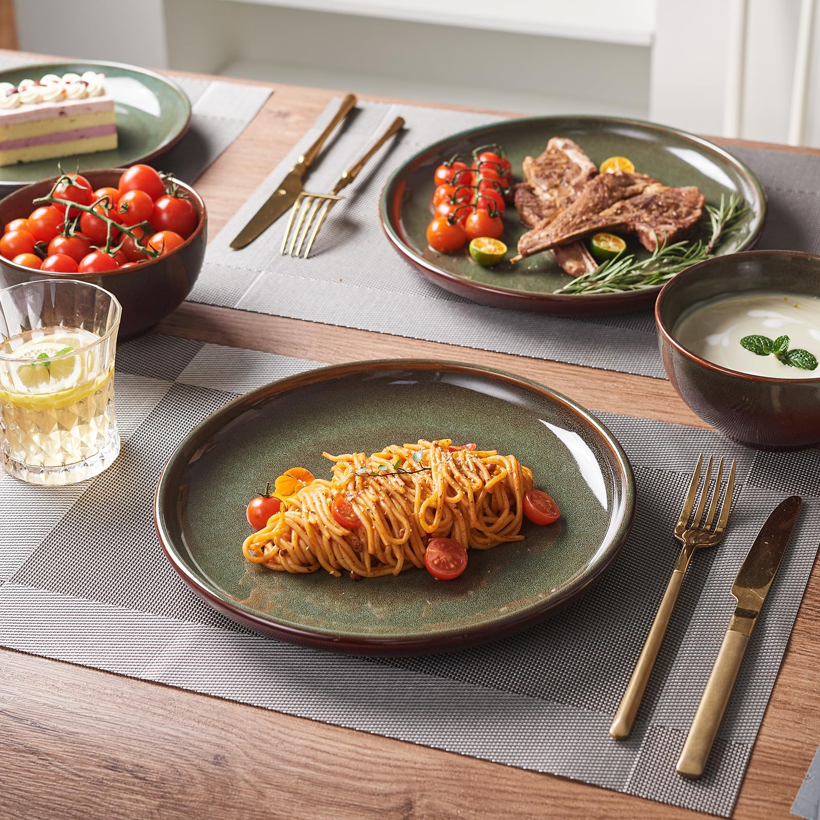 Pokini stackable modern design helps save cabinet space.