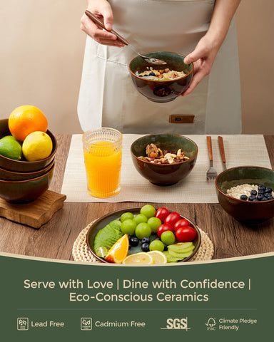 Pokini stoneware bowls demonstrated as microwave-safe cookware