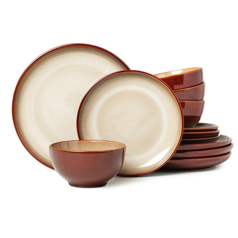 Pokini stoneware dinner plates with vibrant reactive glaze and everyday durability.