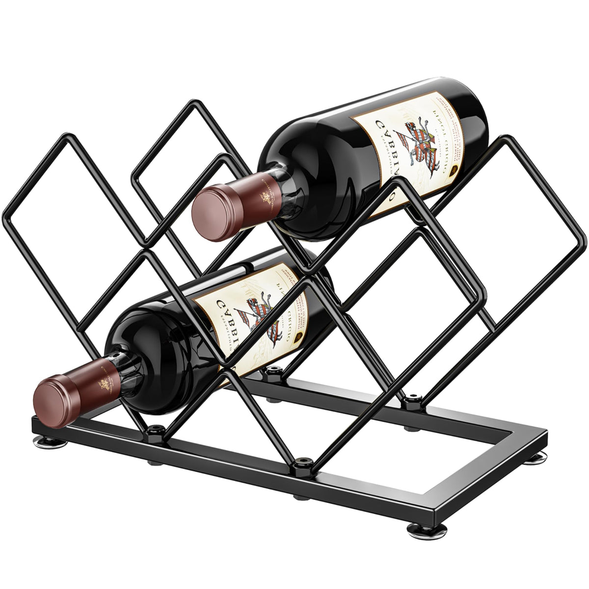 POKIPO countertop wine rack holds seven bottles securely on your kitchen counter