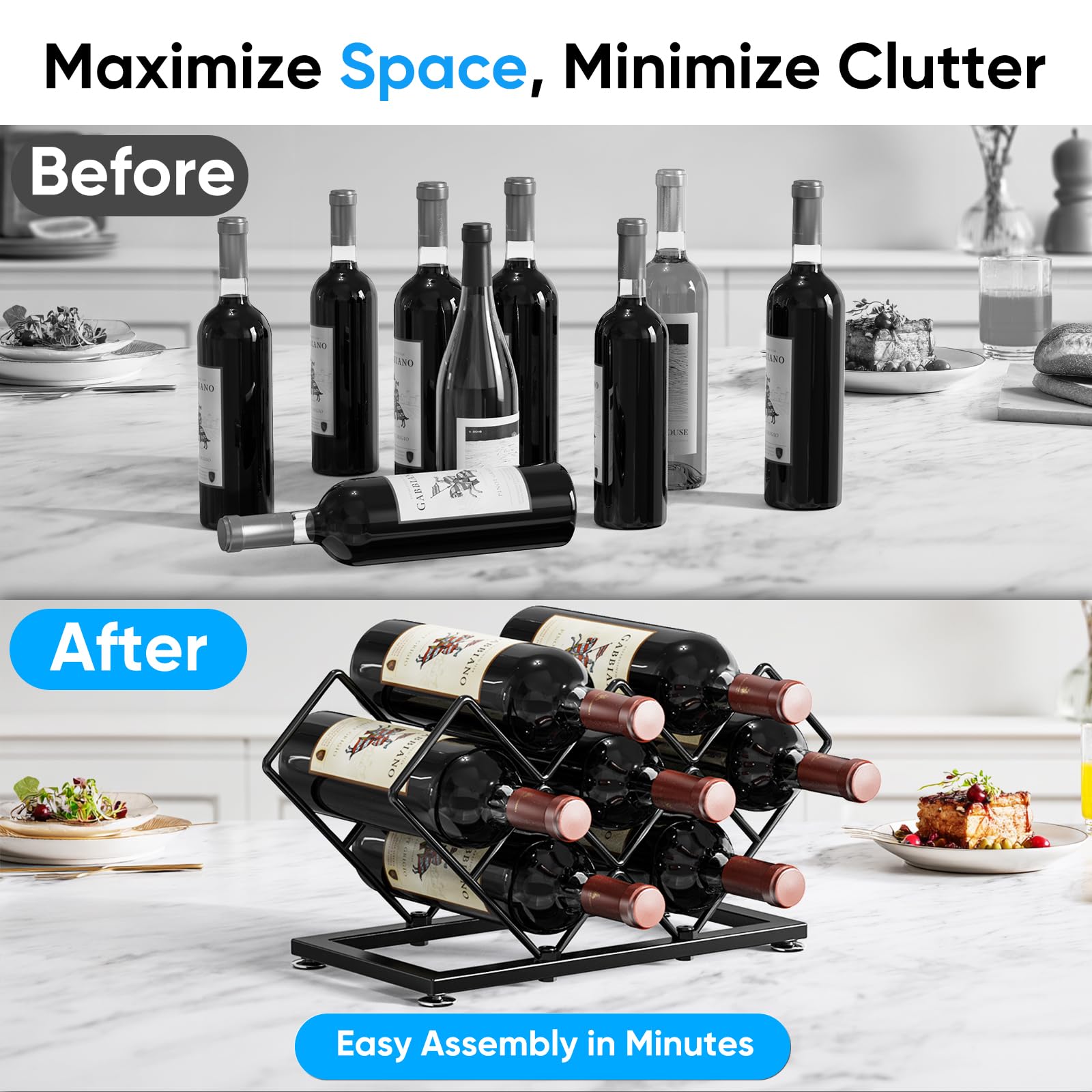 POKIPO metal wine rack offers durable, modern display for small spaces