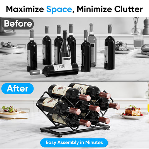 POKIPO metal wine rack offers durable, modern display for small spaces