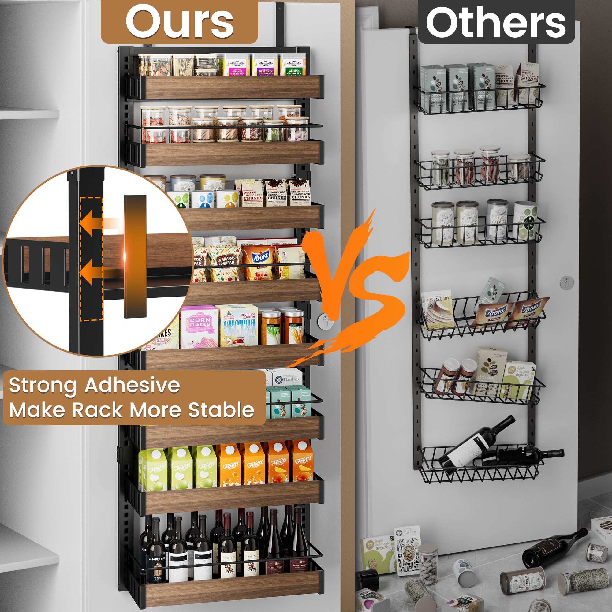 Pokipo sturdy bars prevent tipping of taller items.