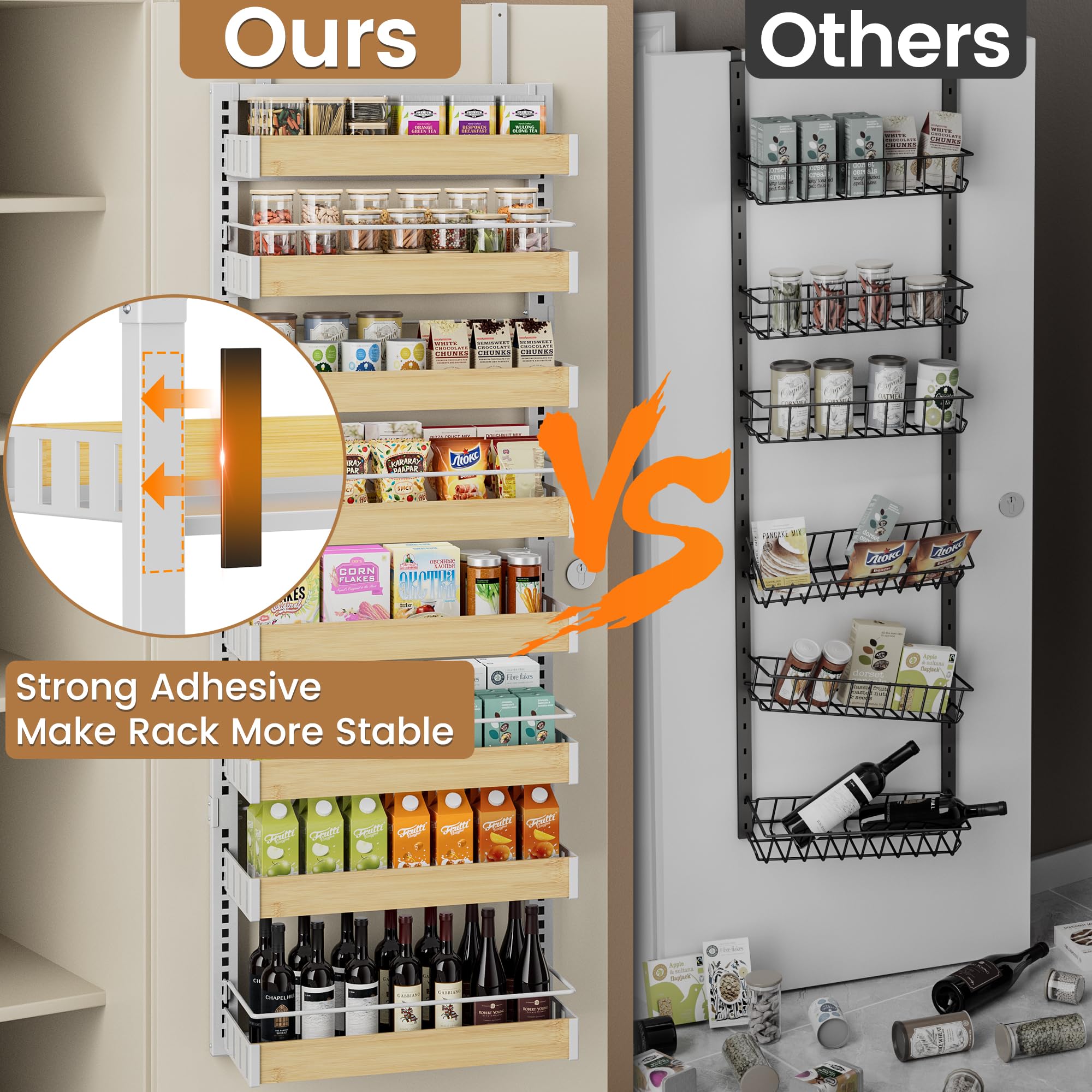 POKIPO versatile mounting for pantry, cabinet, or closet organization