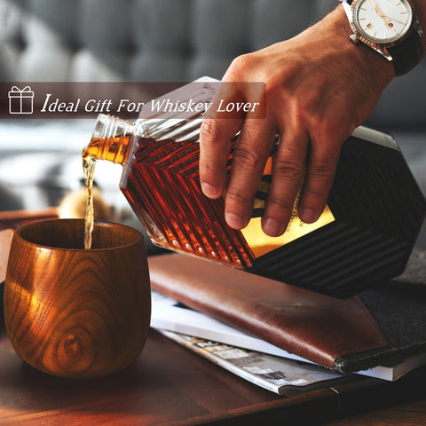PokShow durable wooden bourbon glass withstands daily use and occasional bumps.