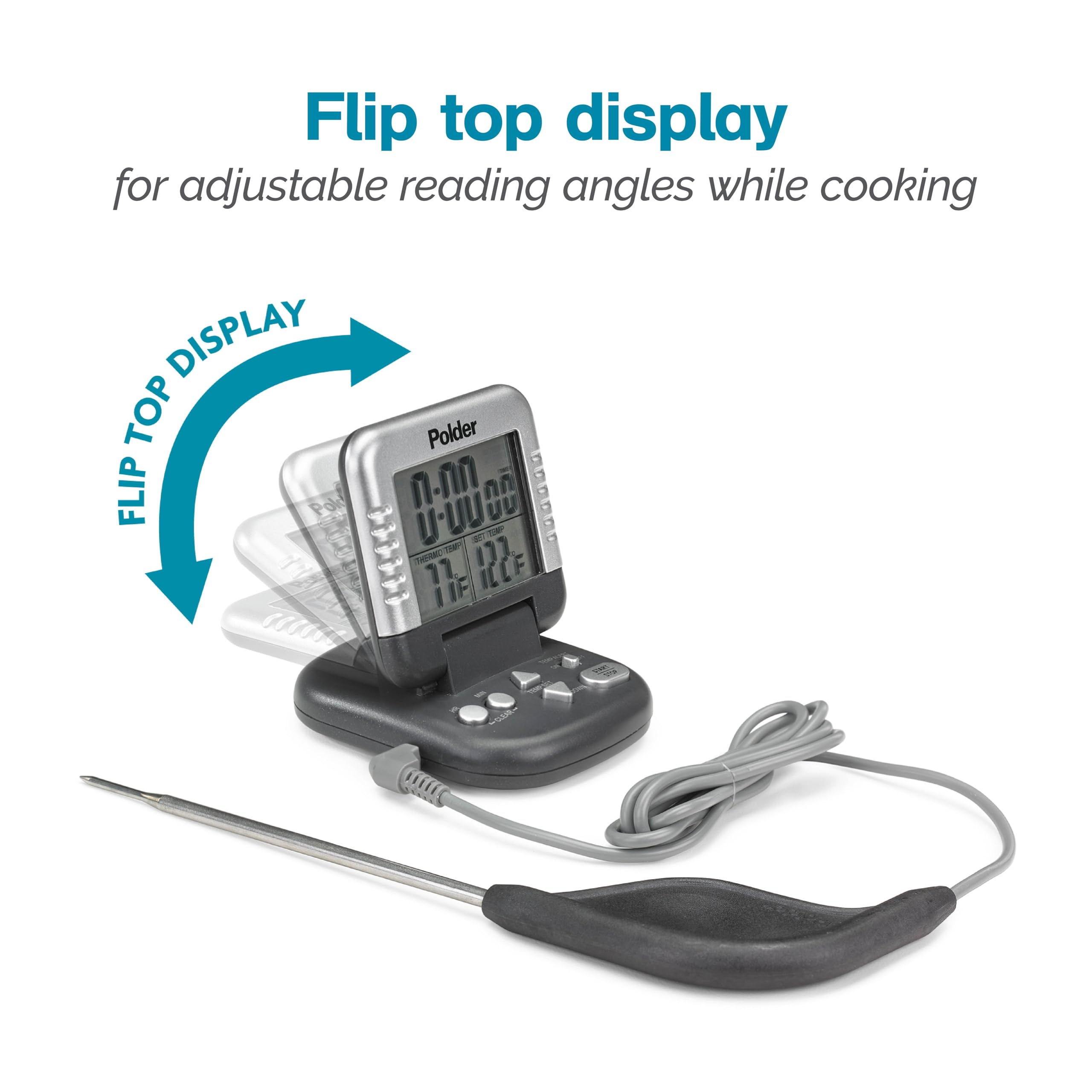 Polder Classic cord extends 40 inches for flexible placement.