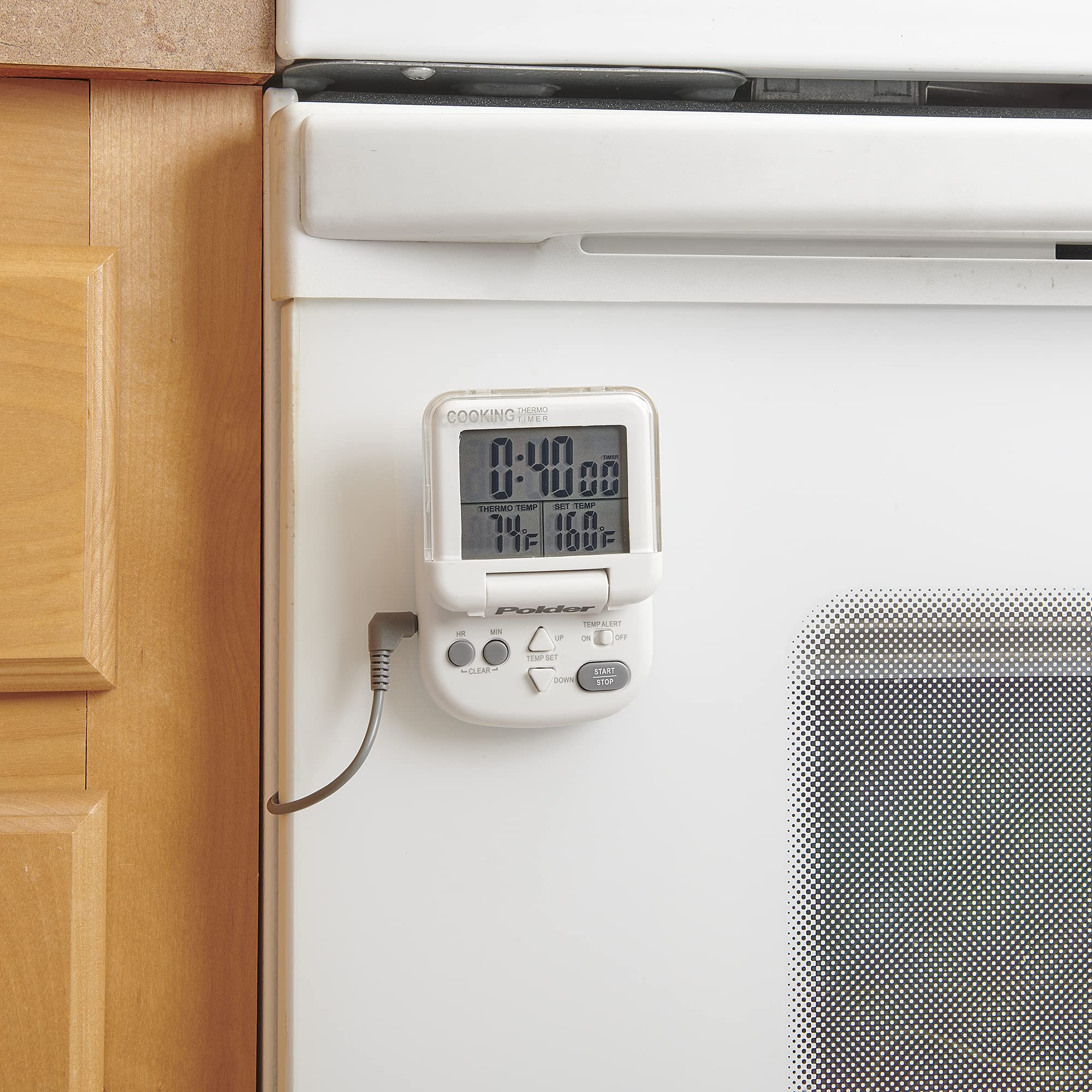 Polder device with magnetic mount keeps the display within easy reach.
