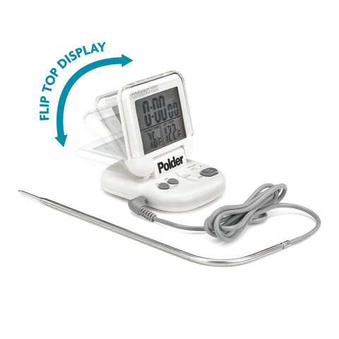 Polder thermometer wire extends to 43 inches for flexible placement in the oven.
