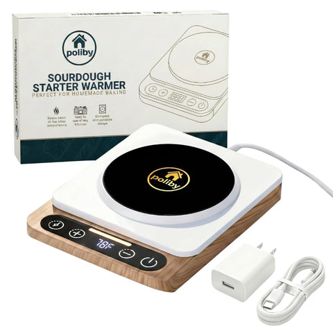 POLIBY sourdough starter warmer mat with 24h timer maintains steady warmth for fermentation