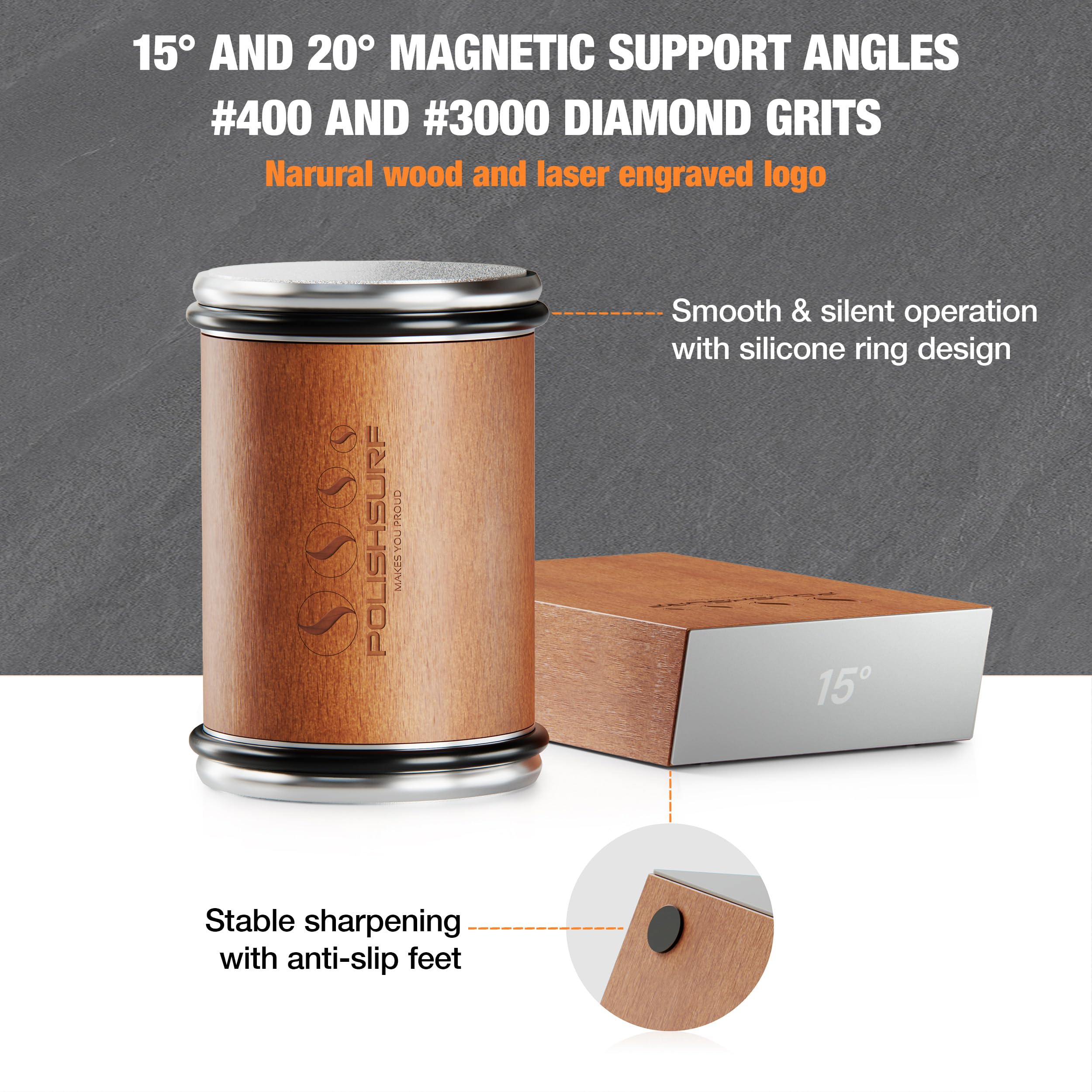 POLISHSURF diamond disc 400 grit for initial blade grinding and burr smoothing.