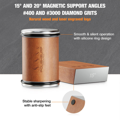 POLISHSURF diamond disc 400 grit for initial blade grinding and burr smoothing.