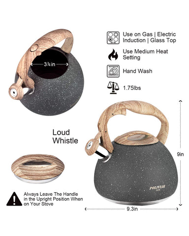 POLIVIAR tea kettle suitable for all heat sources for versatile use