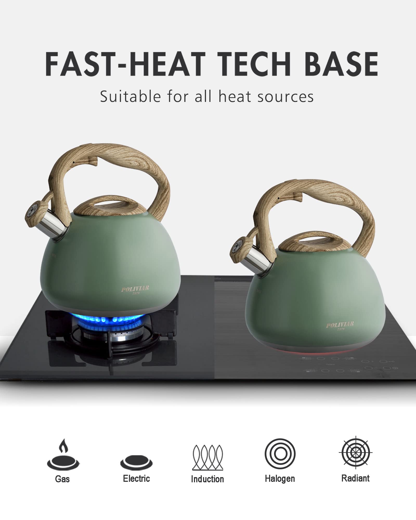 Compatible with gas, electric, and induction stove tops.