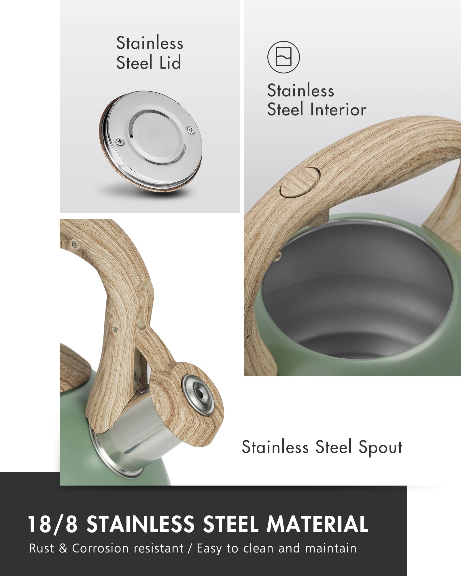 8-inch base maximizes heat transfer for quick boiling.