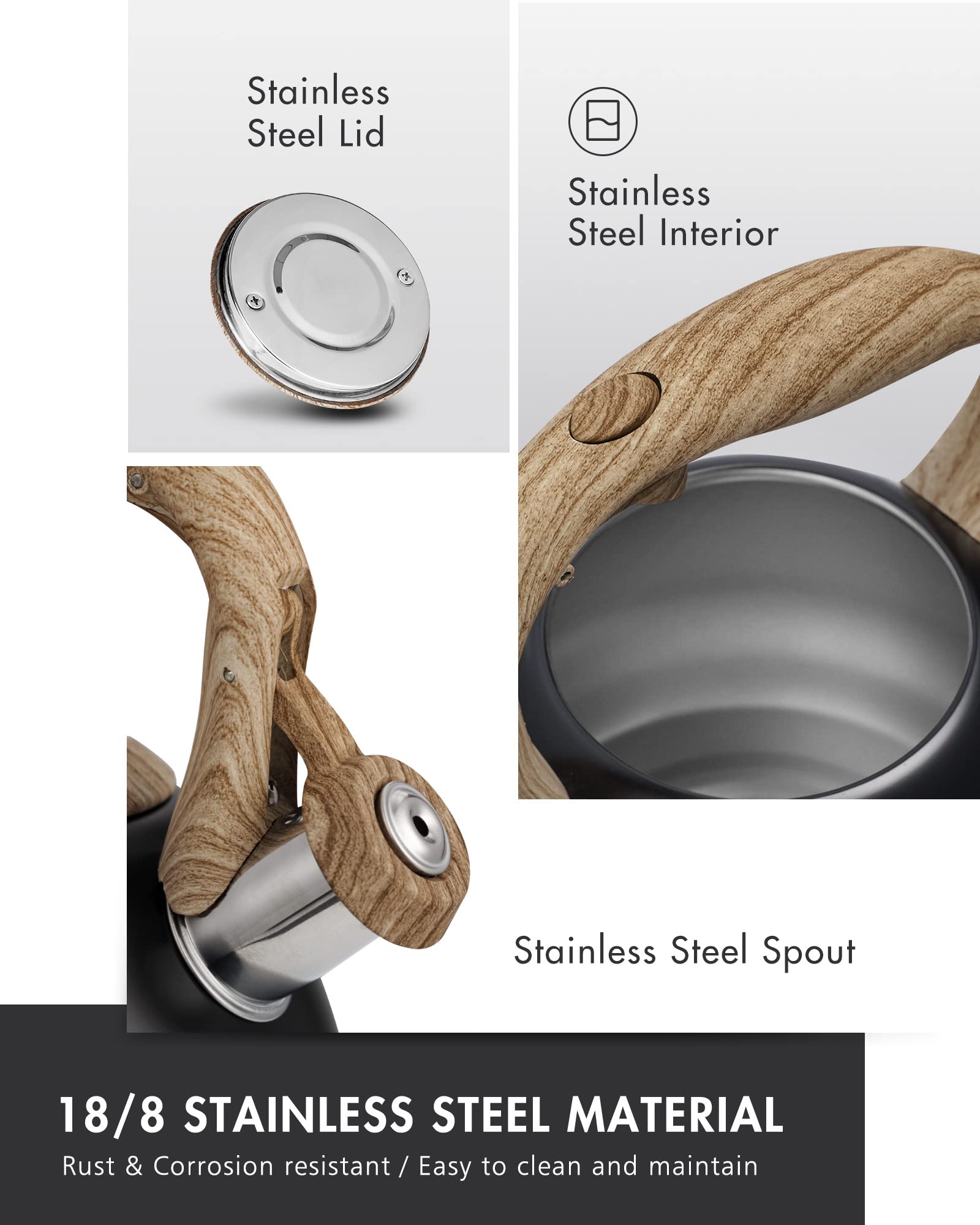 POLIVIAR kettle is induction-compatible and works on multiple stove types.