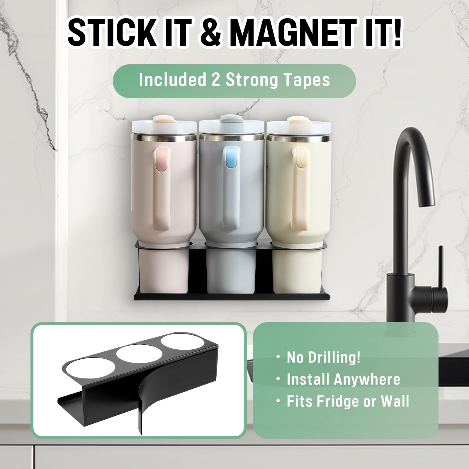 POLRAI space-saving rack fits fridge, cabinet, or wall for clutter-free storage.