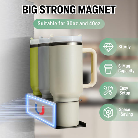 POLRAI Stanley cup organizer for 30oz and 40oz tumblers with strong magnetic hold.