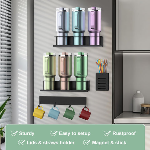 POLRAI magnetic attachment on fridge saves counter space and reduces clutter.