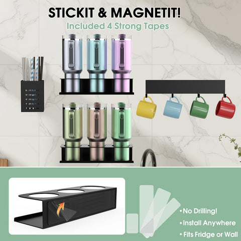 POLRAI lid hooks and straw bucket offer quick access for on-the-go beverages.